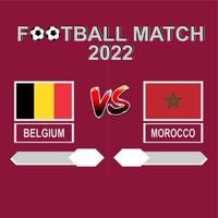 bélgica vs marruecos competencia de fútbol 2022 vector de fondo de plantilla para horario, partido de resultado