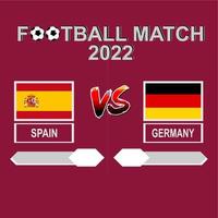 competición de fútbol españa vs alemania 2022 vector de fondo de plantilla para calendario, partido de resultado