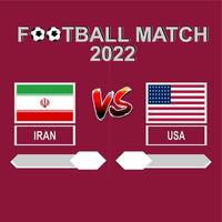 vector de fondo de plantilla de competencia de fútbol irán vs usa 2022 para horario, partido de resultado