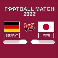 alemania vs japón competencia de fútbol 2022 vector de fondo de plantilla para horario, partido de resultado