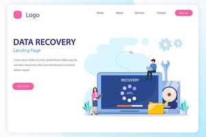 concepto de vector plano de servicios de recuperación de datos, copia de seguridad y protección de datos, reparación de hardware.