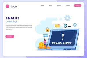 Vector concept of fraud alert, hacker attack and web security