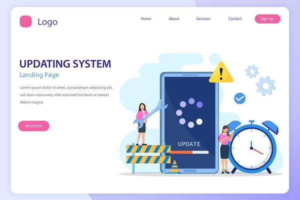 System Update Concept. Software upgrade and installation program. software installation vector