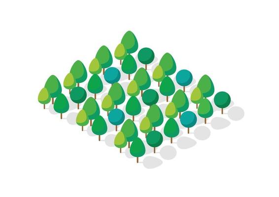 Trees collection in flat style