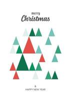 Merry Christmas poster with triangle pattern decoration vector