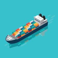 Container ship in isometric view vector