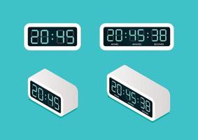 Digital alarm clock Front and Isometric view vector