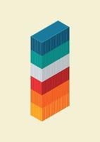 Isometric of stack cargo containers vector