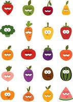 Fruits and vegetables with emotions, illustration, vector, on a white background. vector