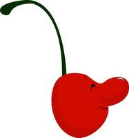 Cherry with big nose, illustration, vector on white background.