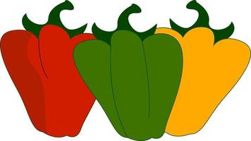 Coloful peppers, illustration, vector on white background.