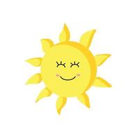 logotipo vectorial del icono del sol. silueta de un estilo kawaii. icono de sol sobre un fondo blanco aislado vector