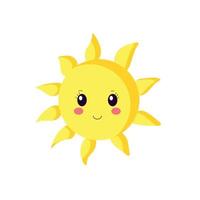 logotipo vectorial del icono del sol. silueta de un estilo kawaii. icono de sol sobre un fondo blanco aislado vector