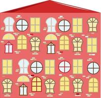 background with red house with windows vector