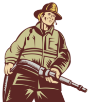 Firefighter carrying a hose png