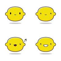 ilustración vectorial de la pegatina emoji de limón kawaii vector