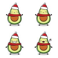 vector illustration of kawaii avocado emoji sticker