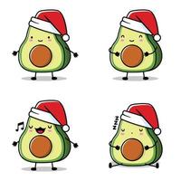 vector illustration of kawaii avocado emoji sticker