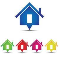 House icon. Abstract icon of a home shaped as a speech bubble on white background, five different colors, vector EPS10 illustration.