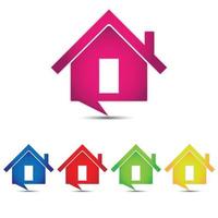 House icon. Home icon vector illustration. Abstract icon of a house shaped as a speech bubble on white background, five different colors, vector EPS10 illustration.