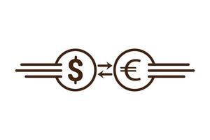 icono de cambio de dinero. ilustración de signo de transferencia de moneda, euro y dólar. vector