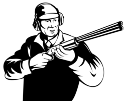 hunter aiming shotgun rifle png