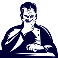 Doctor Hand on Chin Woodcut png