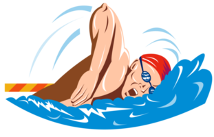 Swimmer Swimming Retro png