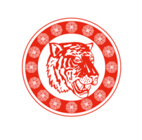 Tiger head facing front decorative circular border png