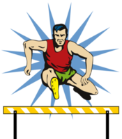 track and field athlete jumping hurdle png