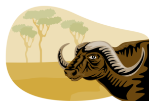 African Buffalo Retro png