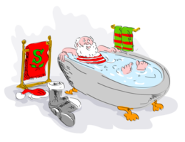 de kerstman in bad kuip ontspannende png