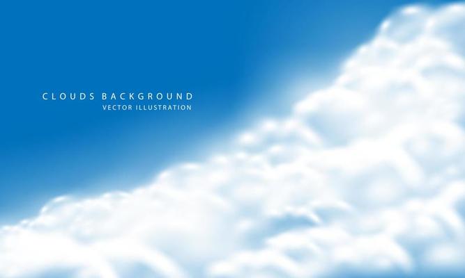 Realistic white cloud fog smoke on blue sky blank space background vector