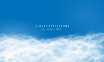 Realistic white cloud fog smoke on blue sky blank space background vector