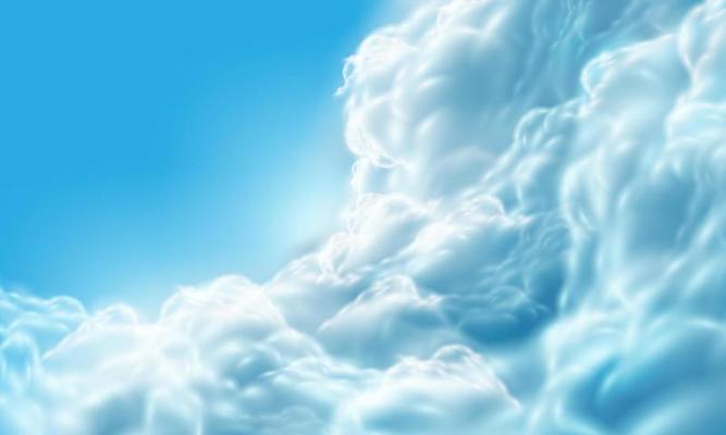 Realistic white cloud fog smoke on blue sky blank space background vector