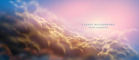 Realistic white cloud fog smoke on morning light sky blank space background vector