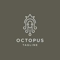 Octopus line logo design template flat vector