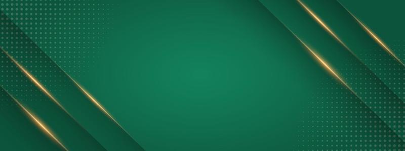 Abstract green luxury background with golden light lines