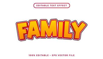 family 3d text effect and editable text effect vector