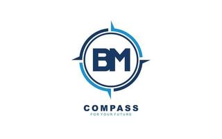 Navegación con el logotipo de bm para la marca de la empresa. ilustración de vector de plantilla de brújula para su marca.