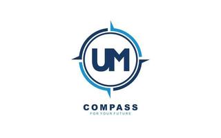 UM logo NAVIGATION for branding company. COMPASS template vector illustration for your brand.