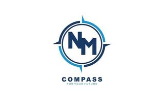 NM logo NAVIGATION for branding company. COMPASS template vector illustration for your brand.