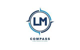 LM logo NAVIGATION for branding company. COMPASS template vector illustration for your brand.