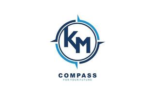 KM logo NAVIGATION for branding company. COMPASS template vector illustration for your brand.