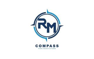 Navegación con el logotipo de rm para la marca de la empresa. ilustración de vector de plantilla de brújula para su marca.