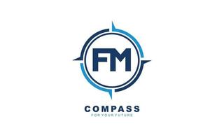 FM logo NAVIGATION for branding company. COMPASS template vector illustration for your brand.