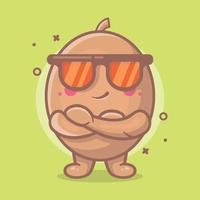 linda mascota de personaje de kiwi con expresión fresca dibujos animados aislados en diseño de estilo plano vector