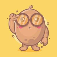 mascota de personaje de fruta de kiwi inteligente con expresión de pensamiento dibujos animados aislados en diseño de estilo plano vector