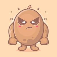 serious kiwi fruit character mascot with angry expression isolated cartoon in flat style design vector