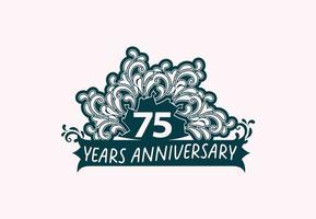 75 years anniversary logo and sticker design template vector